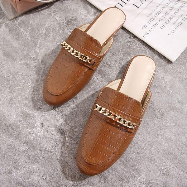 spring autumn women slippers metal chain casual mules round toe slip on baotou shoes woman outdoor slides, Black
spring autumn women slippers metal chain casual mules round toe slip on baotou shoes woman outdoor slides, Black