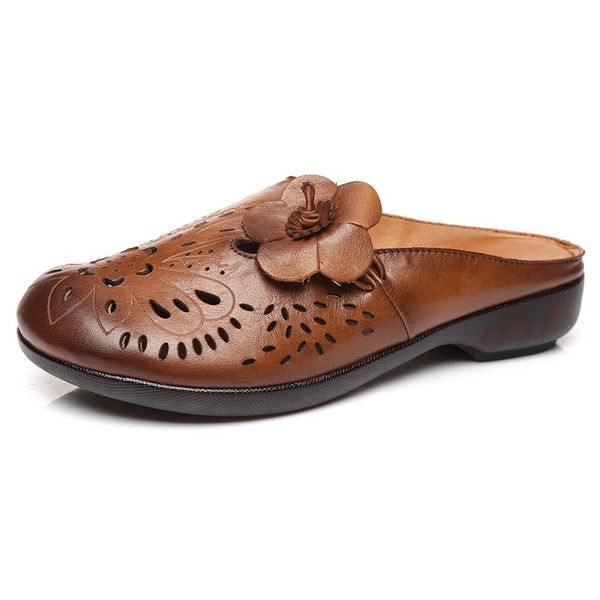 summer sandals handmade genuine leather women slippers retro shoes flower flat, Black
summer sandals handmade genuine leather women slippers retro shoes flower flat, Black