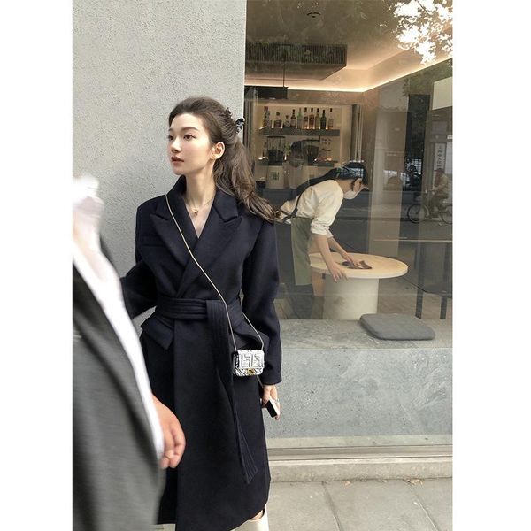 women's wool & blends dinner cinnamon single-sided woolen overcoat autumn winter 2021 loose middle length, Black
women's wool & blends dinner cinnamon single-sided woolen overcoat autumn winter 2021 loose middle length, Black