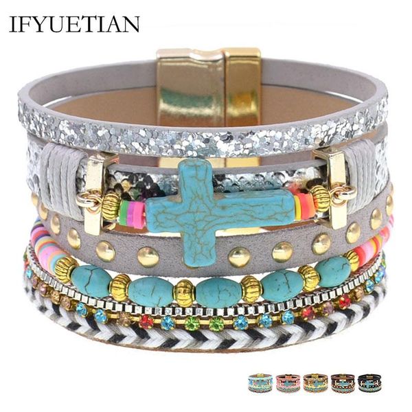 tennis ifyuetian ethnic stone beaded bracelets for women fashion wrap leather magnet cross bracelet female jewelry gifts, Golden;silver
tennis ifyuetian ethnic stone beaded bracelets for women fashion wrap leather magnet cross bracelet female jewelry gifts, Golden;silver