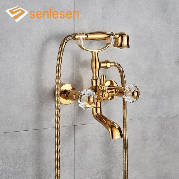 senlesen bathtub shower faucet golden polished tub spout hand wall mounted bathroom brass tap sets
senlesen bathtub shower faucet golden polished tub spout hand wall mounted bathroom brass tap sets
