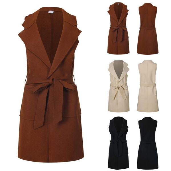 women's vests elegant women woolen autumn and winter solid color sleeveless coat personality lace up waistcoat vest jacket, Black;white
women's vests elegant women woolen autumn and winter solid color sleeveless coat personality lace up waistcoat vest jacket, Black;white