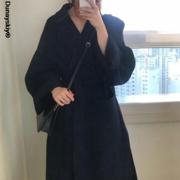 women's wool & blends women yellow elegant winter overcoat long bandage woolen coat cardigan loose plus size outwear with pocket turn d, Black
women's wool & blends women yellow elegant winter overcoat long bandage woolen coat cardigan loose plus size outwear with pocket turn d, Black
