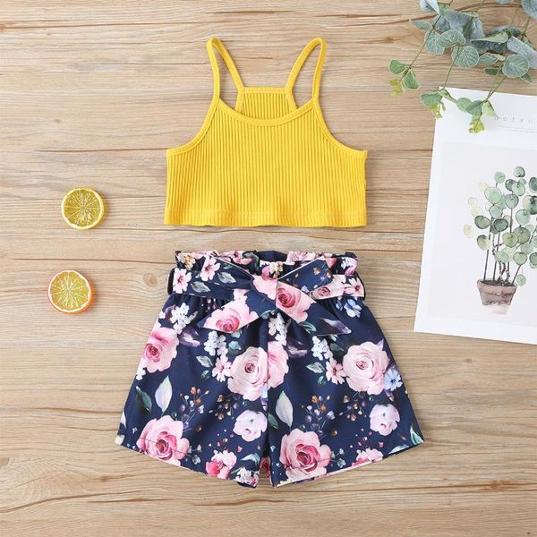 clothing sets fashion girls summer clothes two piece set solid color suspender cropped and flower shorts with waistband, White
clothing sets fashion girls summer clothes two piece set solid color suspender cropped and flower shorts with waistband, White