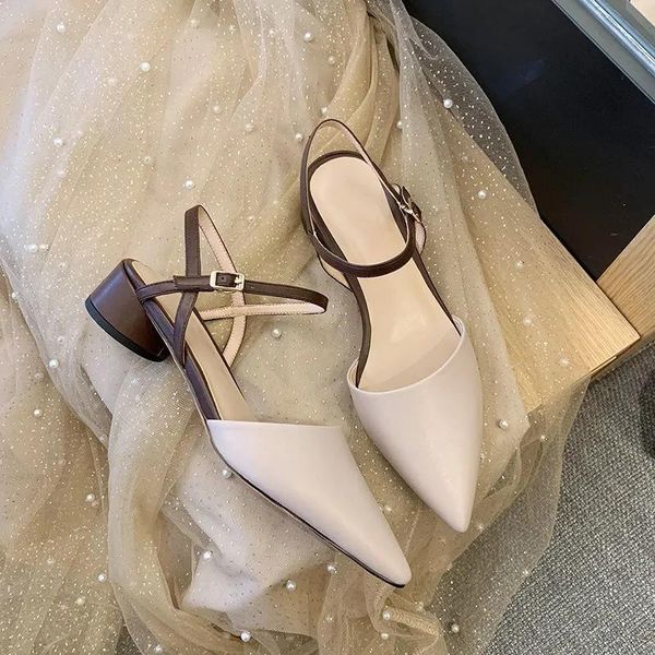 sandals women's retro sweet pointed toe slingbacks pumps ladies leather thick high heels designer mixed colors mules shoes, Black
sandals women's retro sweet pointed toe slingbacks pumps ladies leather thick high heels designer mixed colors mules shoes, Black