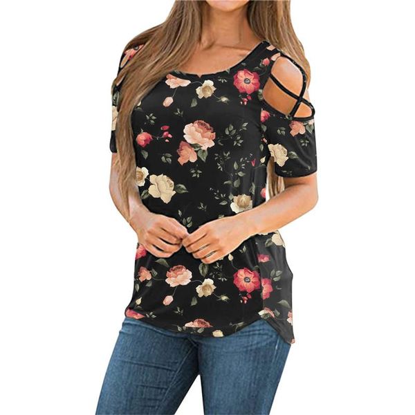 women's t-shirt fashion summer flower printed women casual off shoulder short sleeve tee plus size irregular ladies clothing, White
women's t-shirt fashion summer flower printed women casual off shoulder short sleeve tee plus size irregular ladies clothing, White