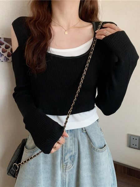 women's sweaters upper sweater short clothes beginning of spring and autumn feminine design felt thin mesh fake two chic taste t92c, White;black
women's sweaters upper sweater short clothes beginning of spring and autumn feminine design felt thin mesh fake two chic taste t92c, White;black