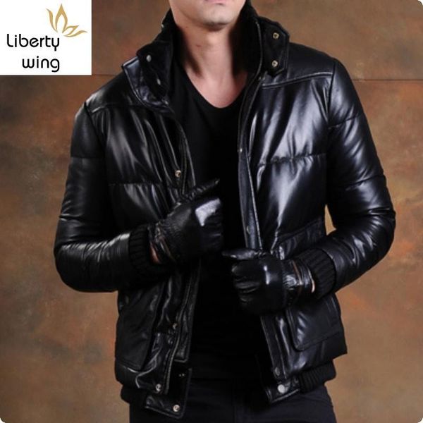 men's leather & faux retro sheepskin 100% real short jackets duck down male coat stand collar motorcycle blouson cuir homme, Black
men's leather & faux retro sheepskin 100% real short jackets duck down male coat stand collar motorcycle blouson cuir homme, Black