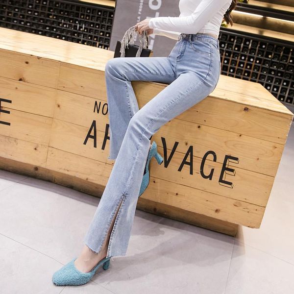 spring denim jeans women streetwear high waist slimming split all-match casual long flare light blue women's
spring denim jeans women streetwear high waist slimming split all-match casual long flare light blue women's