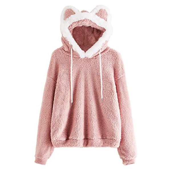 women pink fuzzy fleece sweatshirt with cute ear long sleeve hooded blouse autumn winter casual loose jackets girls pullover women's ho, Black
women pink fuzzy fleece sweatshirt with cute ear long sleeve hooded blouse autumn winter casual loose jackets girls pullover women's ho, Black