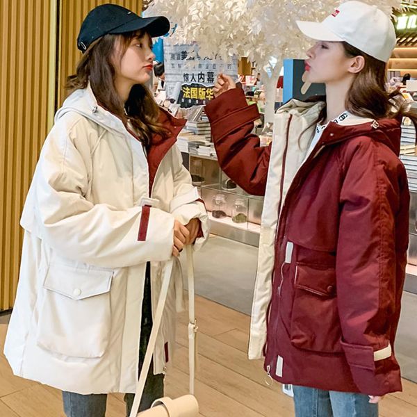 women's trench coats two big pockets 2021 fashion winter jacket women hooded oversize loose female outwear coat long parka padded, Tan;black
women's trench coats two big pockets 2021 fashion winter jacket women hooded oversize loose female outwear coat long parka padded, Tan;black