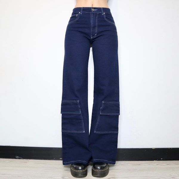 women's jeans weiyao streetwear cargo wide leg women high waist blue pockets patchwork baggy femme mom boyfriend 2021
women's jeans weiyao streetwear cargo wide leg women high waist blue pockets patchwork baggy femme mom boyfriend 2021