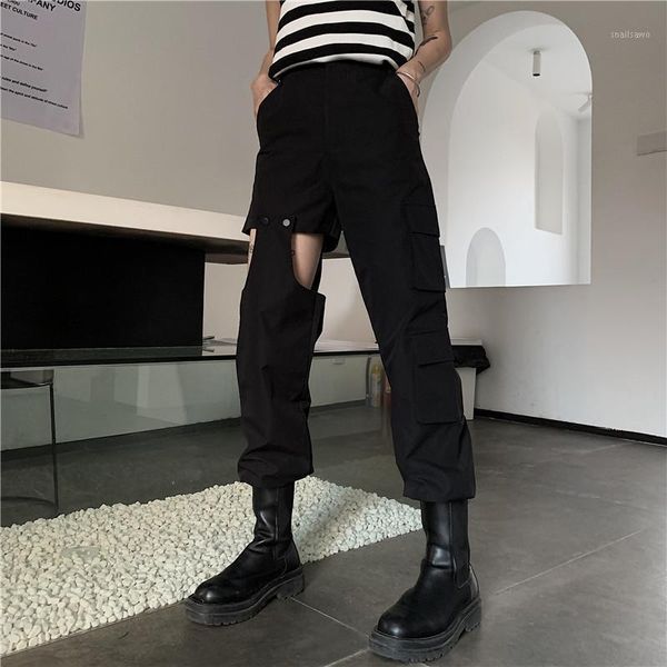 women's pants & capris fashion trendy asymmetric hole loose straight leggings black tooling long women, Black;white
women's pants & capris fashion trendy asymmetric hole loose straight leggings black tooling long women, Black;white