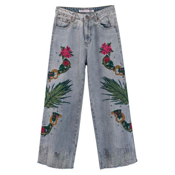 women's jeans fall spring vintage womens high waisted embroidery flower rhinestone tassel wide leg pants , denim trousers for woman, Blue
women's jeans fall spring vintage womens high waisted embroidery flower rhinestone tassel wide leg pants , denim trousers for woman, Blue