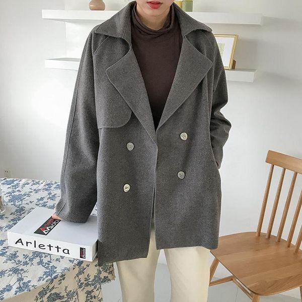 women's wool & blends chic wind lightly cooked lazy gentle solid color lapel shoulder strap medium-length thick coat, Black
women's wool & blends chic wind lightly cooked lazy gentle solid color lapel shoulder strap medium-length thick coat, Black