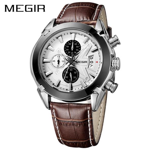 wristwatches megir fashion man's chronograph quartz wristwatch waterproof leather sport watches men casual watch for male relogio mascu, Slivery;brown
wristwatches megir fashion man's chronograph quartz wristwatch waterproof leather sport watches men casual watch for male relogio mascu, Slivery;brown