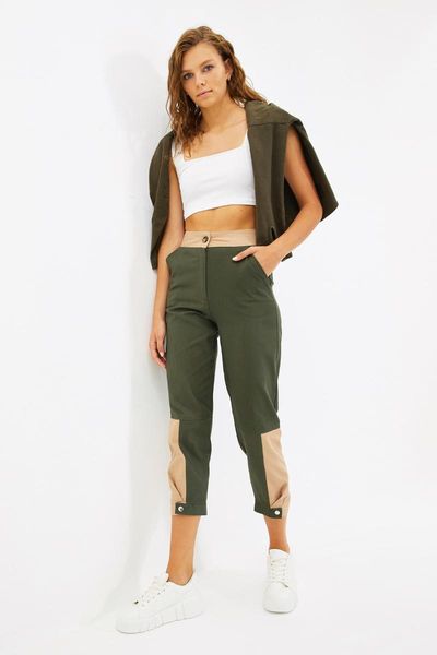 women's pants & capris trendyol trotting detailed twoaw22pl0345, Black;white
