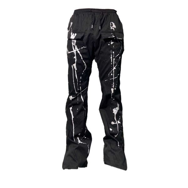 men's pants punkfk fluid ink splashing overalls straight micro horn zipper windbreaker street punk, Black
men's pants punkfk fluid ink splashing overalls straight micro horn zipper windbreaker street punk, Black