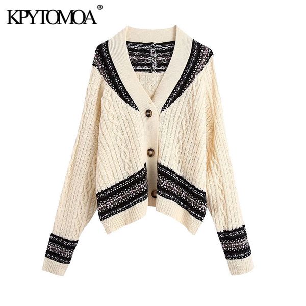 women fashion oversized jacquard cable-knit sweater vintage v neck long sleeve female pullovers chic 210416, White;black
women fashion oversized jacquard cable-knit sweater vintage v neck long sleeve female pullovers chic 210416, White;black