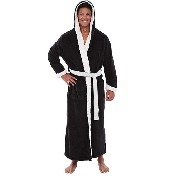 men's sleepwear mens bathrobe flannel robe winter lengthened plush shawl hooded home clothes long sleeved coat, Black;brown
men's sleepwear mens bathrobe flannel robe winter lengthened plush shawl hooded home clothes long sleeved coat, Black;brown