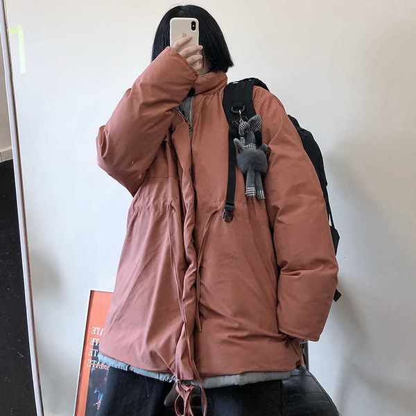 cotton padded down parka women warm winter jacket overcoat hip pop steetwear loose outwear double-sided windproof coat 210531, Black
cotton padded down parka women warm winter jacket overcoat hip pop steetwear loose outwear double-sided windproof coat 210531, Black