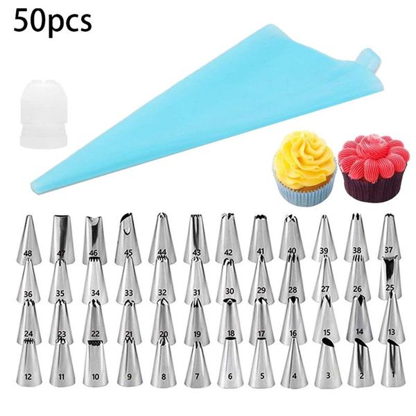 baking & pastry tools 50pcs/set silicone bag tips kitchen diy 48 icing piping nozzle + cream reusable cake decorating bags
baking & pastry tools 50pcs/set silicone bag tips kitchen diy 48 icing piping nozzle + cream reusable cake decorating bags