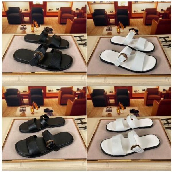 new medusa leather fashion one-word roman slippers summer men shoes casual simple men's sandals and slippers, Black