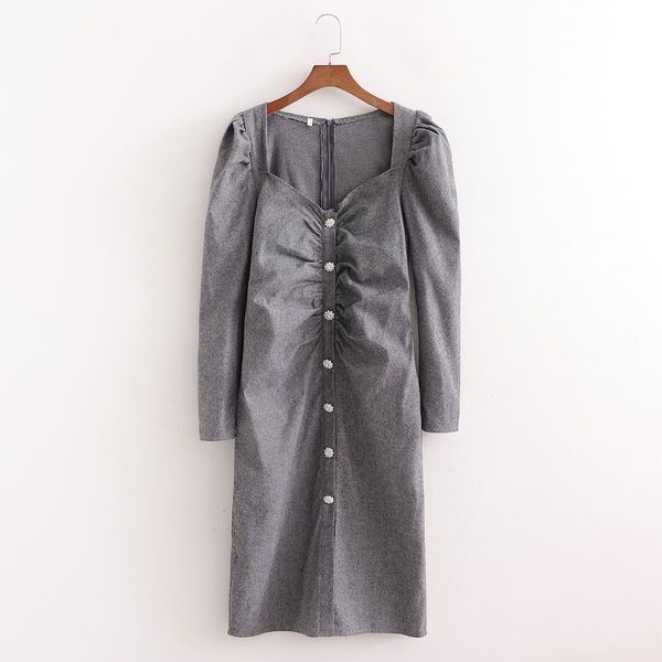 dresses 2021 women long sleeves midi rhinestone buttons fashion elegant lady chic woman es, Black;gray
dresses 2021 women long sleeves midi rhinestone buttons fashion elegant lady chic woman es, Black;gray