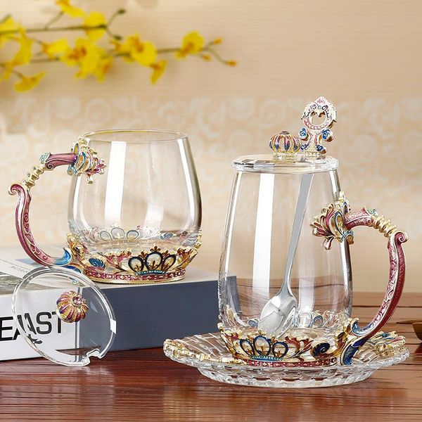 luxury enamel cup european crystal glass flower tea with lid spoon wedding gifts household set home decor accessories wine glasses
luxury enamel cup european crystal glass flower tea with lid spoon wedding gifts household set home decor accessories wine glasses