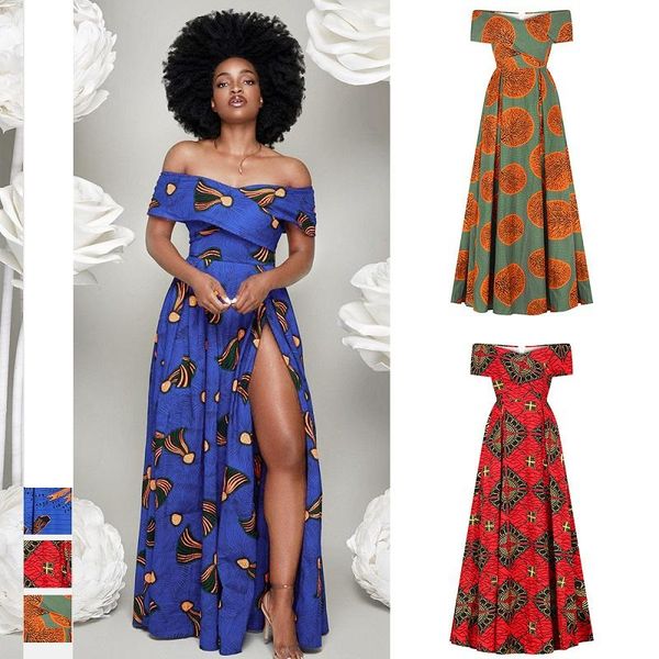 ethnic clothing one-neck long dress african large size women's short-sleeved fashion digital print street hipster high-slit, Red 
ethnic clothing one-neck long dress african large size women's short-sleeved fashion digital print street hipster high-slit, Red