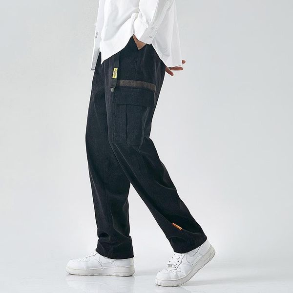 men's pants casual male straight autumn corduroy overalls trousers oversized cargo jogging, Black
men's pants casual male straight autumn corduroy overalls trousers oversized cargo jogging, Black