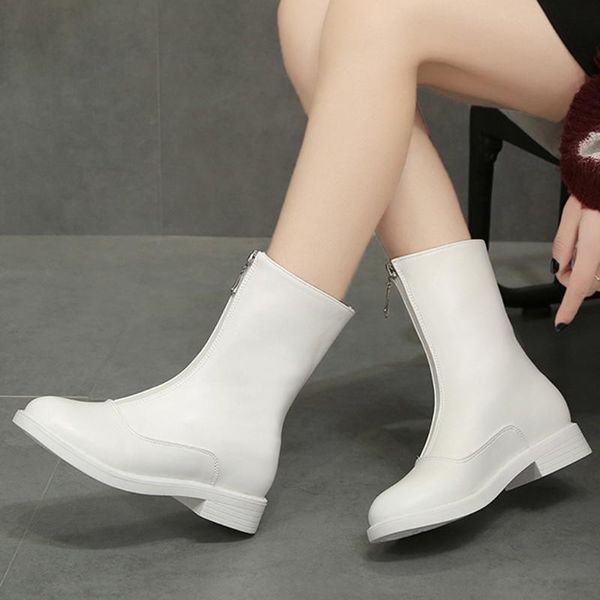 boots autumn winter leather women casual shoes women's white bare zip round toe platform-bottom short booties, Black
boots autumn winter leather women casual shoes women's white bare zip round toe platform-bottom short booties, Black