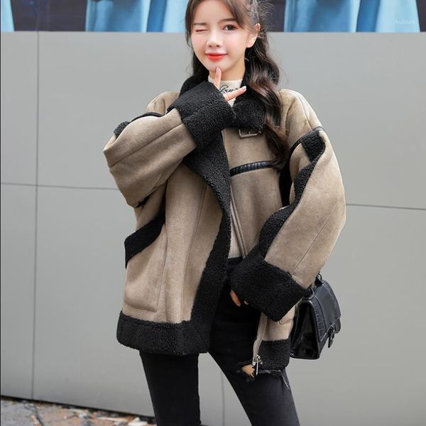 women's wool & blends turn-down collar loose patchwork jacket 2021 women winter warm brown with zipper fashion all-match woolen blend o, Black
women's wool & blends turn-down collar loose patchwork jacket 2021 women winter warm brown with zipper fashion all-match woolen blend o, Black