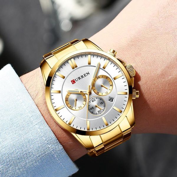 wristwatches curren male gold watches business chronograph golden men 2021 stainless steel clock relogio masculino, Slivery;brown
wristwatches curren male gold watches business chronograph golden men 2021 stainless steel clock relogio masculino, Slivery;brown