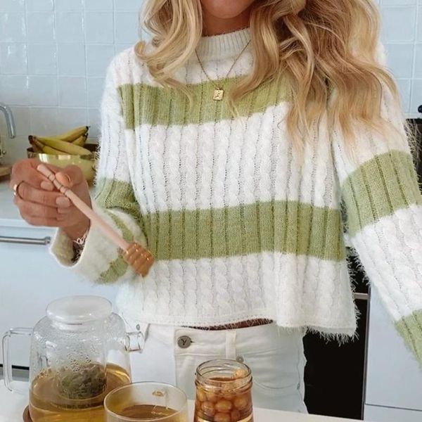 women's sweaters casual crew neck women sweater autumn winter three-quarter sleeve loose ladies knitted stripe hit color female pullove, White;black
women's sweaters casual crew neck women sweater autumn winter three-quarter sleeve loose ladies knitted stripe hit color female pullove, White;black