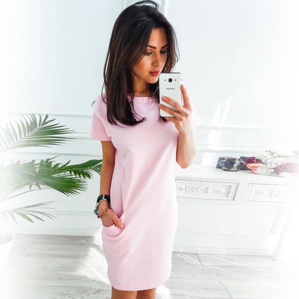 o-neck short sleeve solid party dress loose straight fashion pockets elegant feminina vestidos casual vintage women summer, Black;gray
o-neck short sleeve solid party dress loose straight fashion pockets elegant feminina vestidos casual vintage women summer, Black;gray
