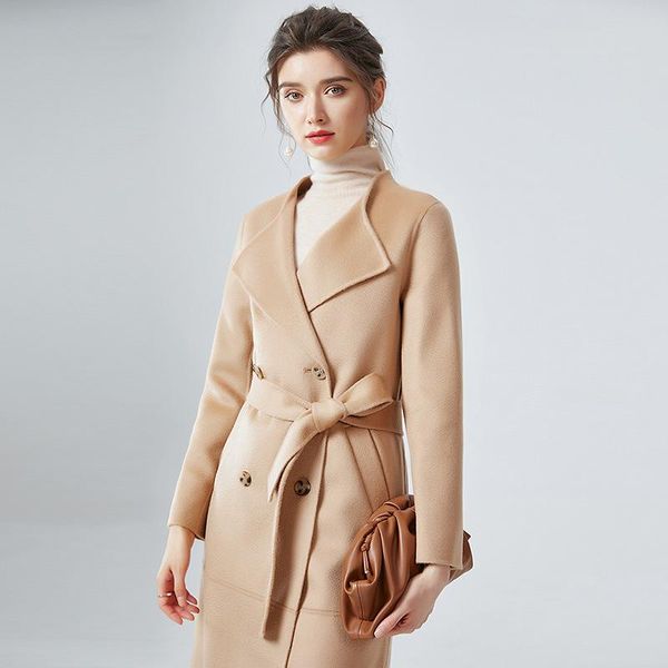women's wool & blends winter women long coat cashmere blend belted camel jacket woolen vintage red clothes pockets sashes turn-down col, Black
women's wool & blends winter women long coat cashmere blend belted camel jacket woolen vintage red clothes pockets sashes turn-down col, Black