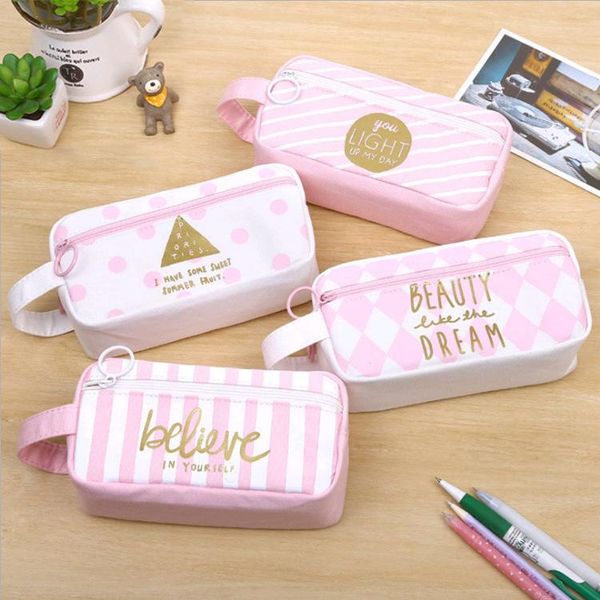 kawaii stationery large capacity pencil pouch with handle pink pen case for girl cosmetic storage bag school supplies bags
kawaii stationery large capacity pencil pouch with handle pink pen case for girl cosmetic storage bag school supplies bags