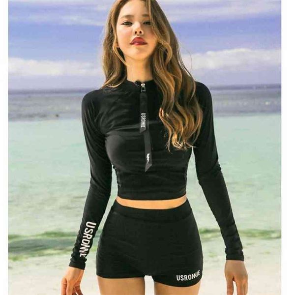swimsuit swimwear women two piece for bathing suit high waist bikini set push up long sleeve female swim 210630, White;black
swimsuit swimwear women two piece for bathing suit high waist bikini set push up long sleeve female swim 210630, White;black