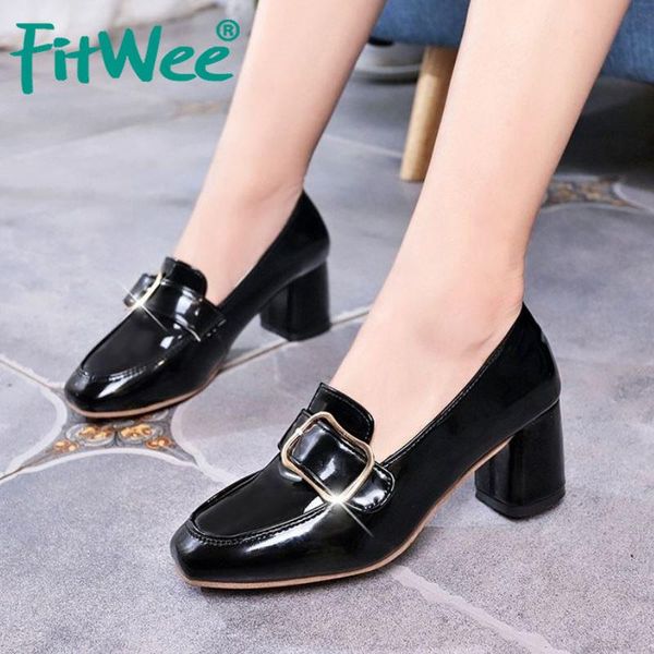dress shoes fitwee women pumps fashion buckle thick heel square toe solid color neutral style office footwear size 34-40, Black
dress shoes fitwee women pumps fashion buckle thick heel square toe solid color neutral style office footwear size 34-40, Black