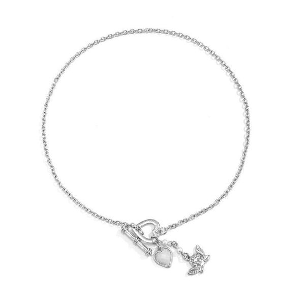 pendant necklaces potcet korea 2021 fashion trend women's stainless steel heart angel necklace geometry retro jewelry, Silver
pendant necklaces potcet korea 2021 fashion trend women's stainless steel heart angel necklace geometry retro jewelry, Silver