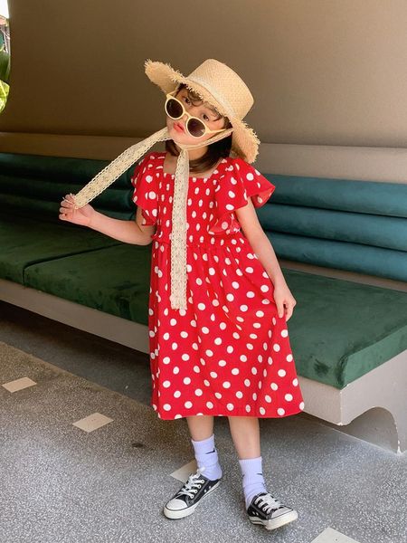 girls sweet polka dot dress 2021 summer children's chiffon holiday kids princess short sleeve cotton girl's dresses, Red;yellow
girls sweet polka dot dress 2021 summer children's chiffon holiday kids princess short sleeve cotton girl's dresses, Red;yellow