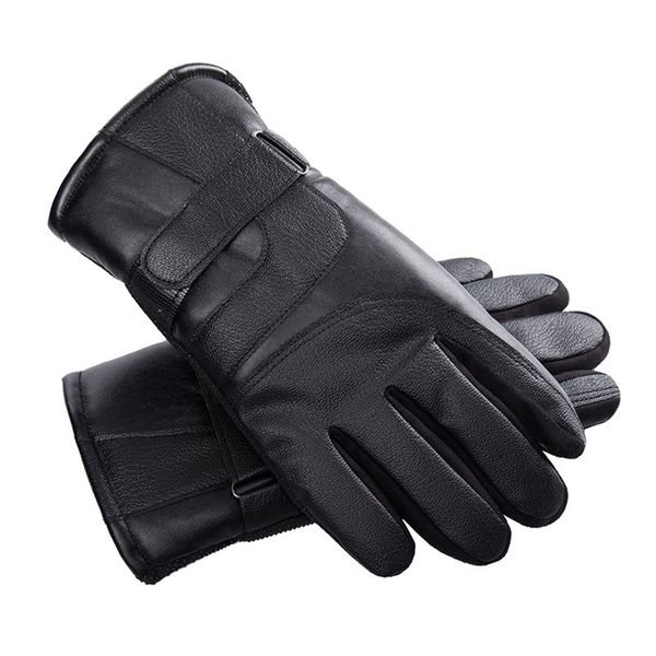 leather gloves men's winter touch screen plush thickened outdoor cycling motorcycle warm, cold and windproof cotton gloves, Black 
leather gloves men's winter touch screen plush thickened outdoor cycling motorcycle warm, cold and windproof cotton gloves, Black