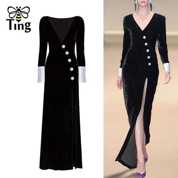 runway design luxury button split long maxi dress elegant velvet party christams night dresses plus size haut robes 210513, Black;gray
runway design luxury button split long maxi dress elegant velvet party christams night dresses plus size haut robes 210513, Black;gray