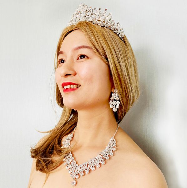 bridal wedding headpieces, crown necklace and earrings three-piece set, party banquet fashion accessories, white crystal inlaid rhinestones,, Silver
bridal wedding headpieces, crown necklace and earrings three-piece set, party banquet fashion accessories, white crystal inlaid rhinestones,, Silver