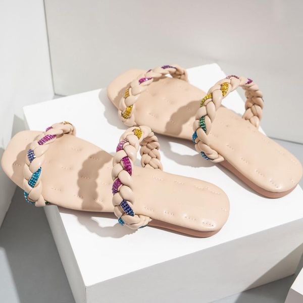 fashion weave color rhinestones outdoor women shoes summer non-slip casual flat slippers lady home flip flops, Black
fashion weave color rhinestones outdoor women shoes summer non-slip casual flat slippers lady home flip flops, Black