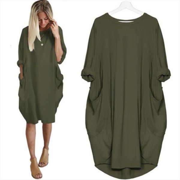 casual loose with pocket women dresses fashion solid o neck long t shirt streetwear plus size, Black;gray
casual loose with pocket women dresses fashion solid o neck long t shirt streetwear plus size, Black;gray