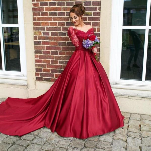 party dresses 2021 arabic lace evening dress long sleeve burgundy v-neck ball gown plus size wear gowns, White;black
party dresses 2021 arabic lace evening dress long sleeve burgundy v-neck ball gown plus size wear gowns, White;black