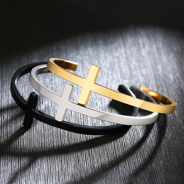 bangle black gold silver color stylish cross for women men, glossy stainless steel , religious faith jewelry
bangle black gold silver color stylish cross for women men, glossy stainless steel , religious faith jewelry