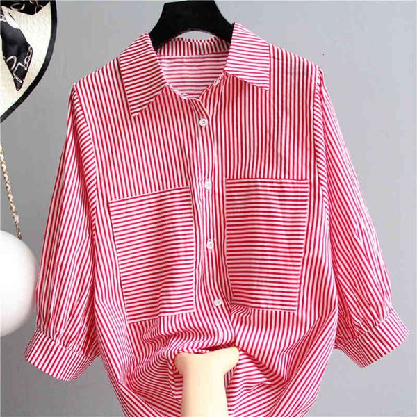 women's blouses & shirts 100% cotton striped shirts 2020 summer korea fashion women turn-down collar loose casual blouse femme b, White
women's blouses & shirts 100% cotton striped shirts 2020 summer korea fashion women turn-down collar loose casual blouse femme b, White